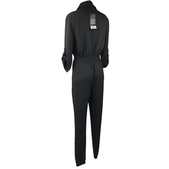 NEW Alloy Apparel Tall Shayna Black Zip Up Collar Pockets Overalls Jumpsuit Sz M - Picture 2 of 5